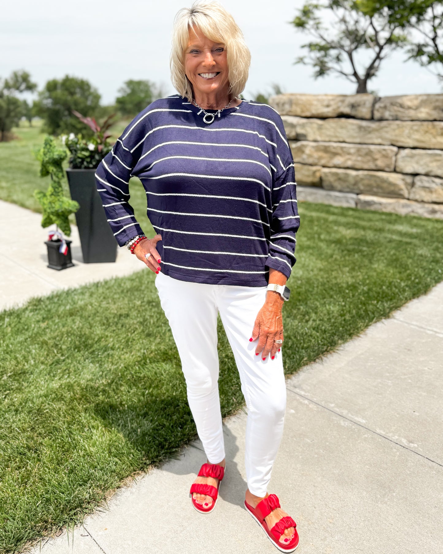 Rory Navy Stripe Long Sleeve