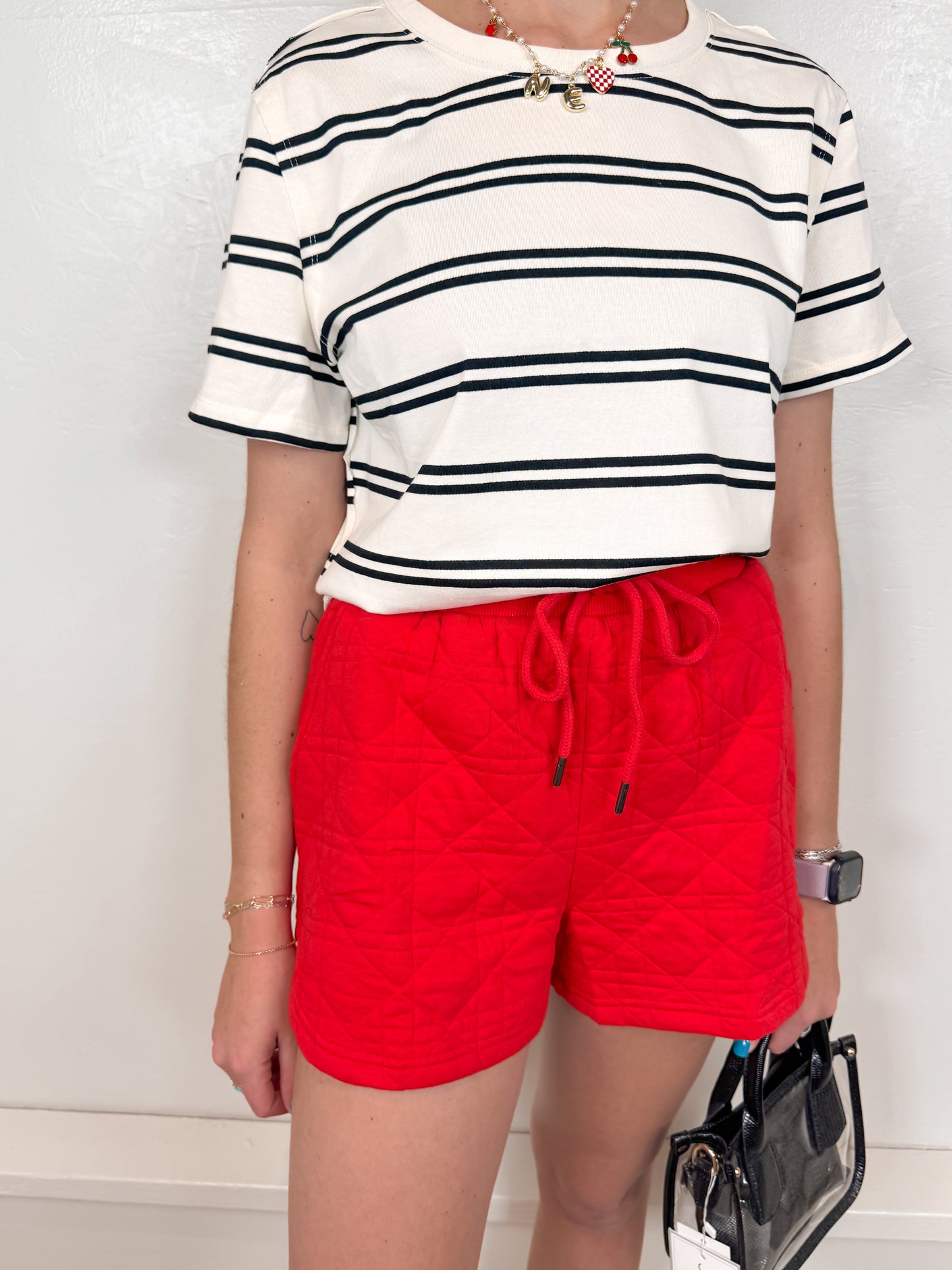 Ashton White Striped Boxy Tee