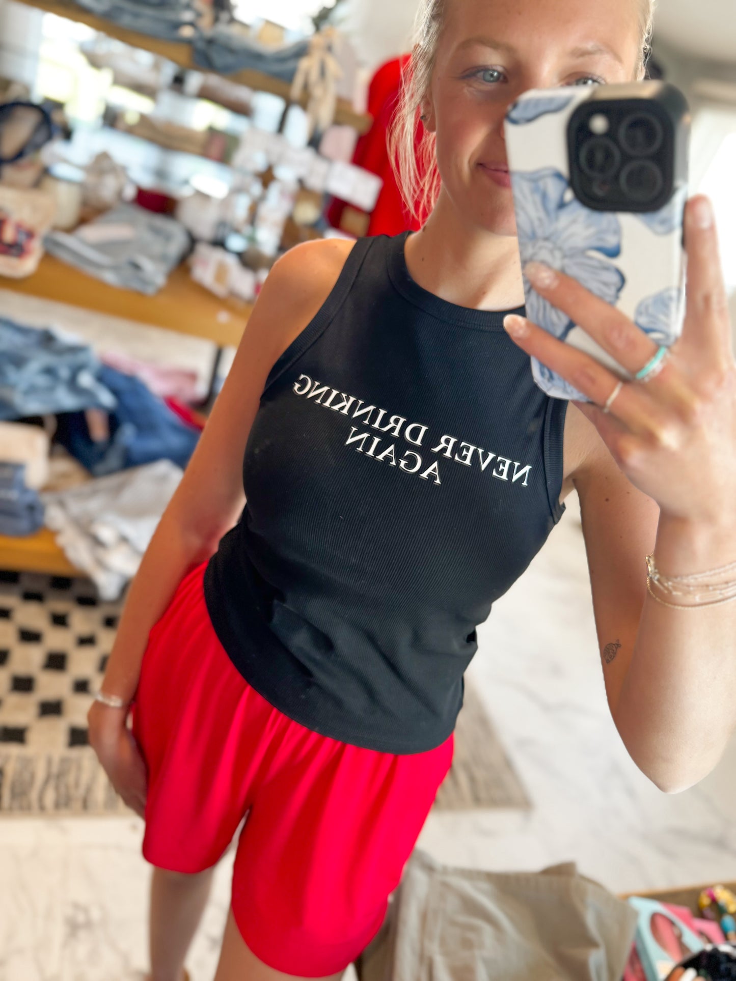 Emmy Graphic Never Drinking Again Tank