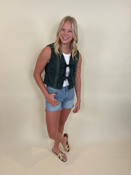 Abby Lace Deep Green Vest
