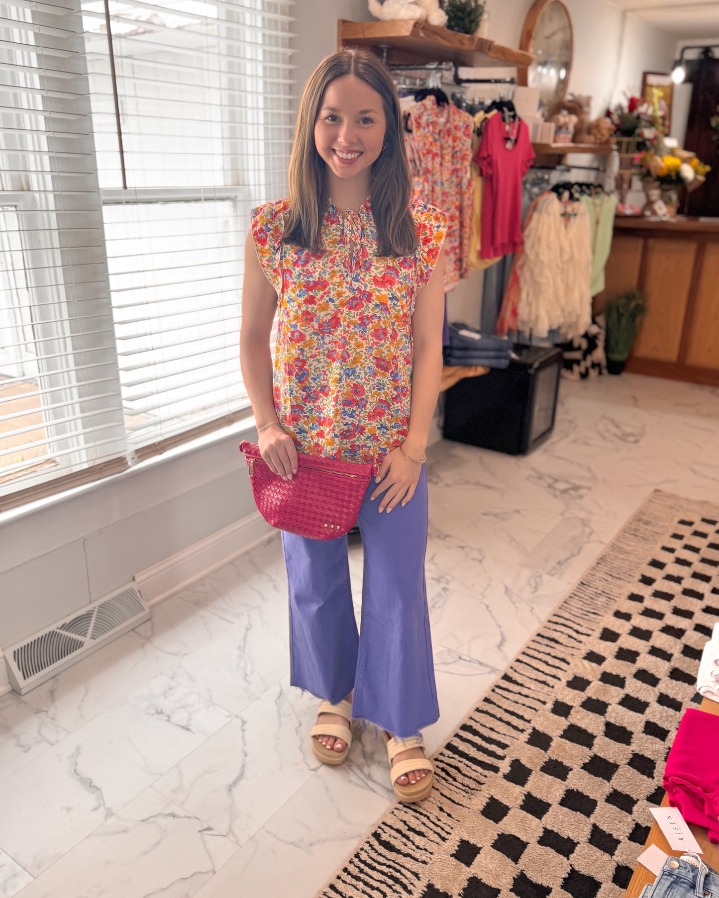 Regina Floral Tie Neck Top