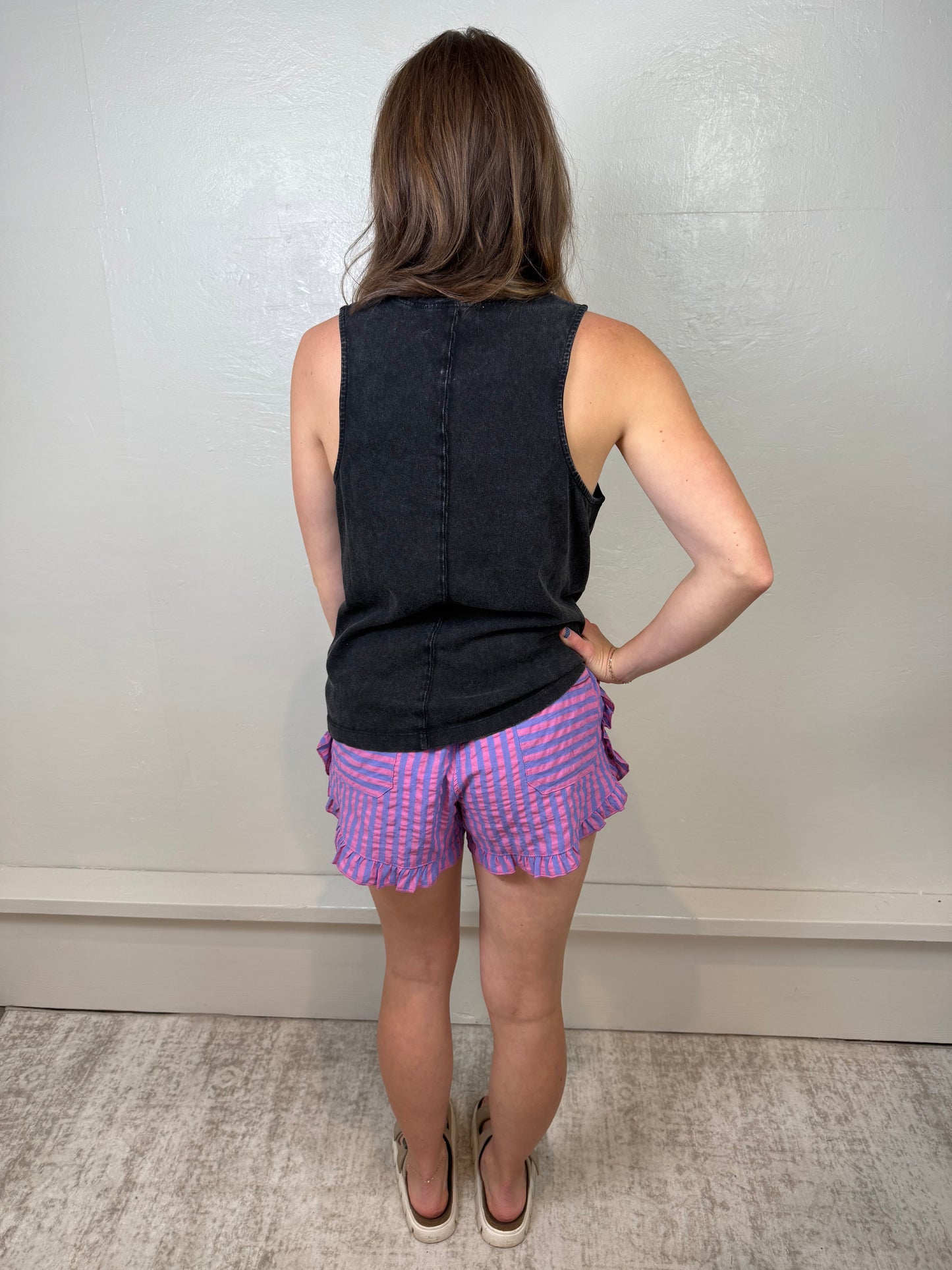 Amanda Striped Ruffle Shorts