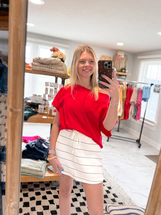 Becca Red Off The Shoulder Top