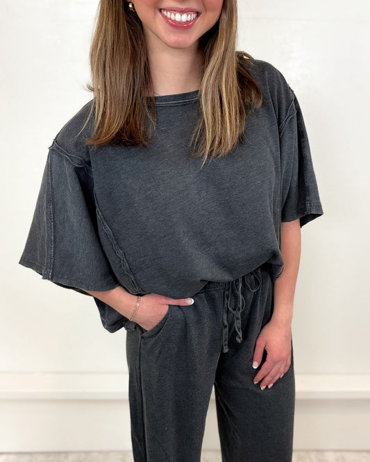 Clover Mineral Washed Boxy Top
