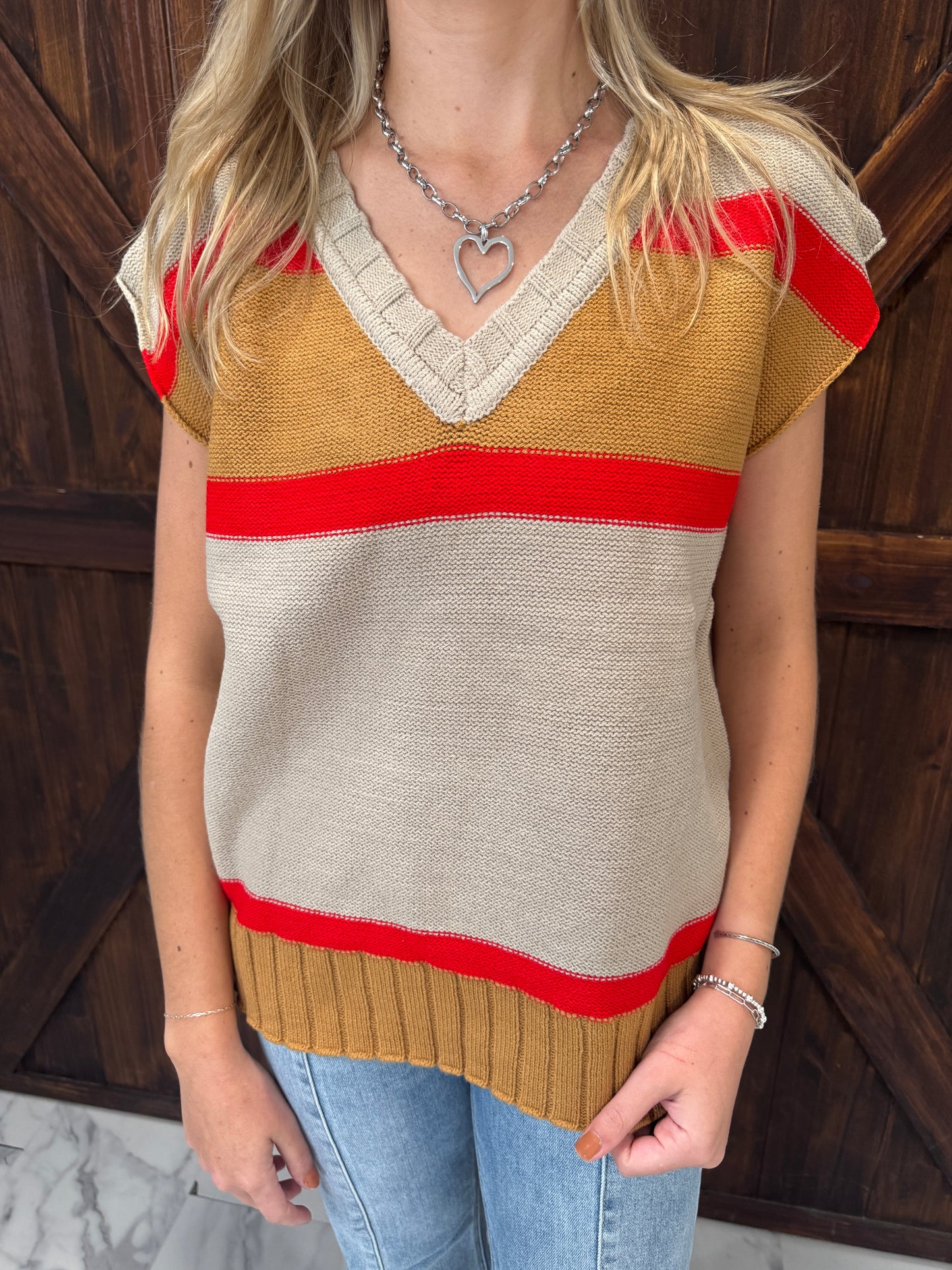 Ellis Mocha/Camel Sweater Vest