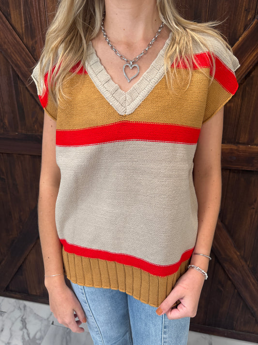 Ellis Mocha/Camel Sweater Vest