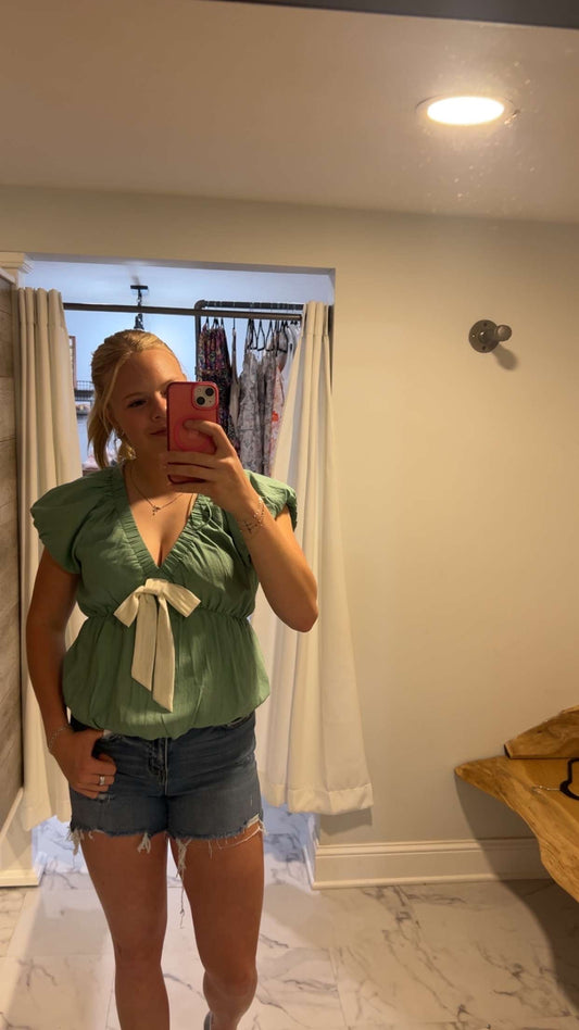 Summer Green Bow Top