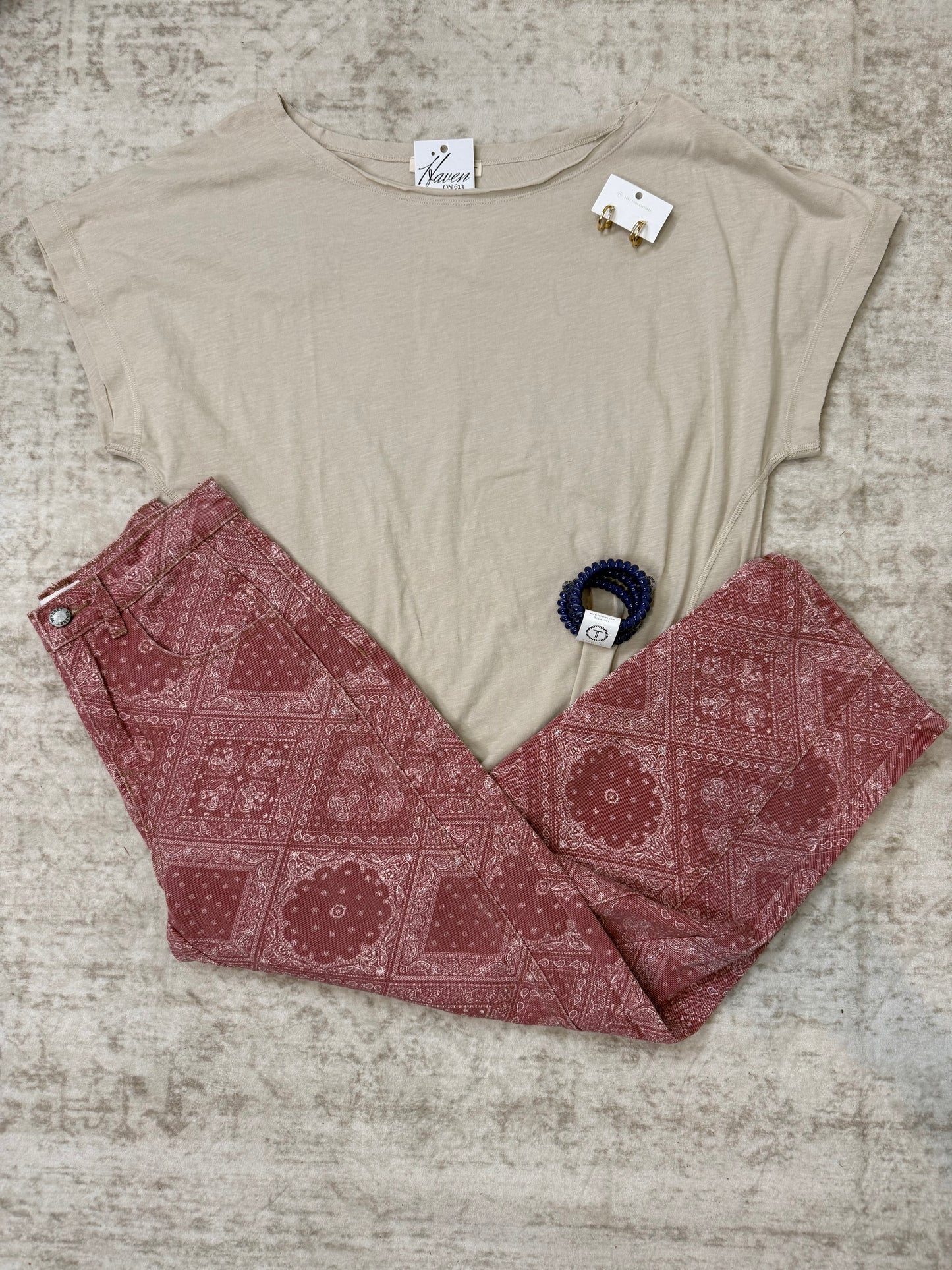 Kary Paisley Print Barrel Pants