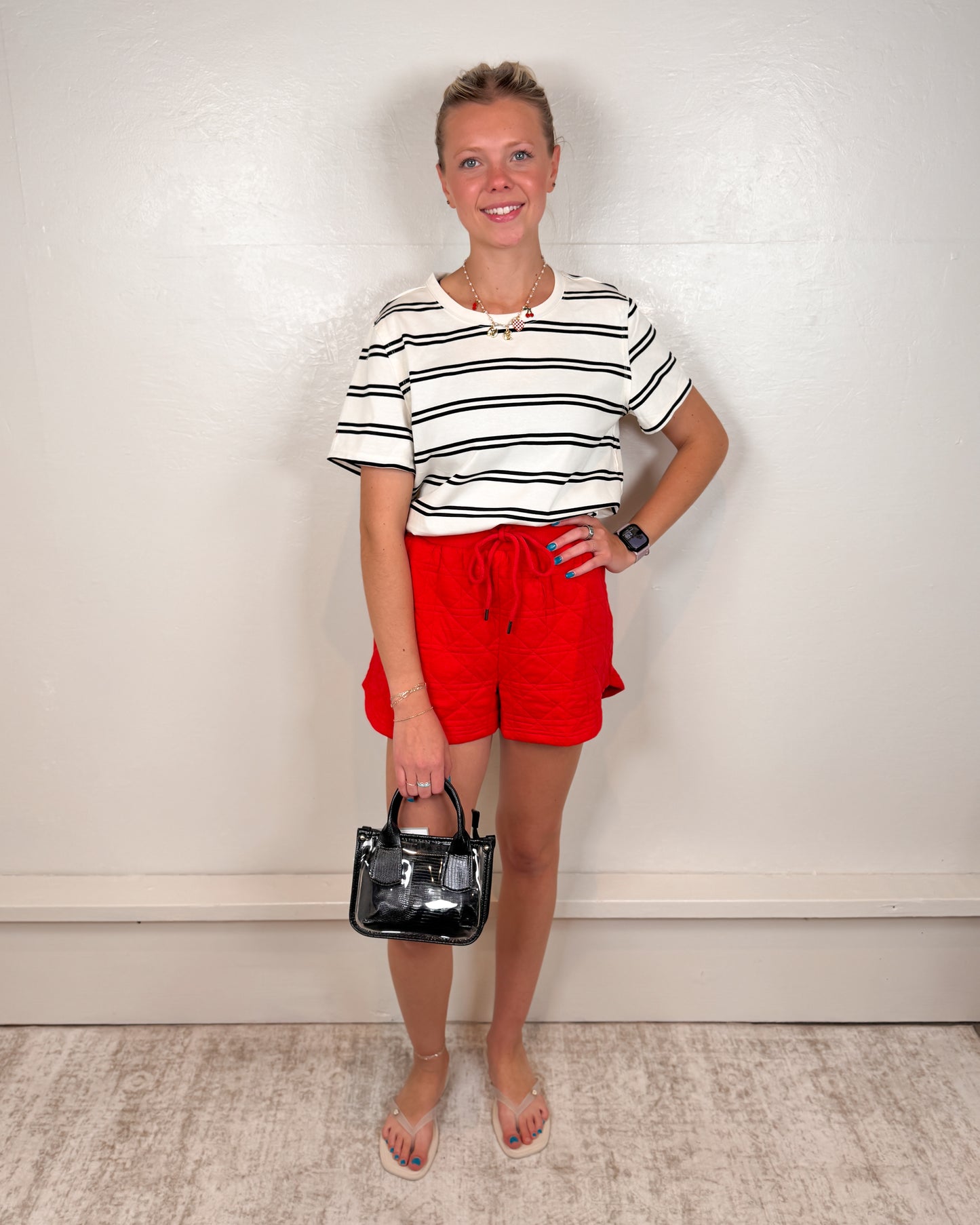 Ashton White Striped Boxy Tee