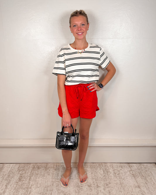 Finley Red Textured Short