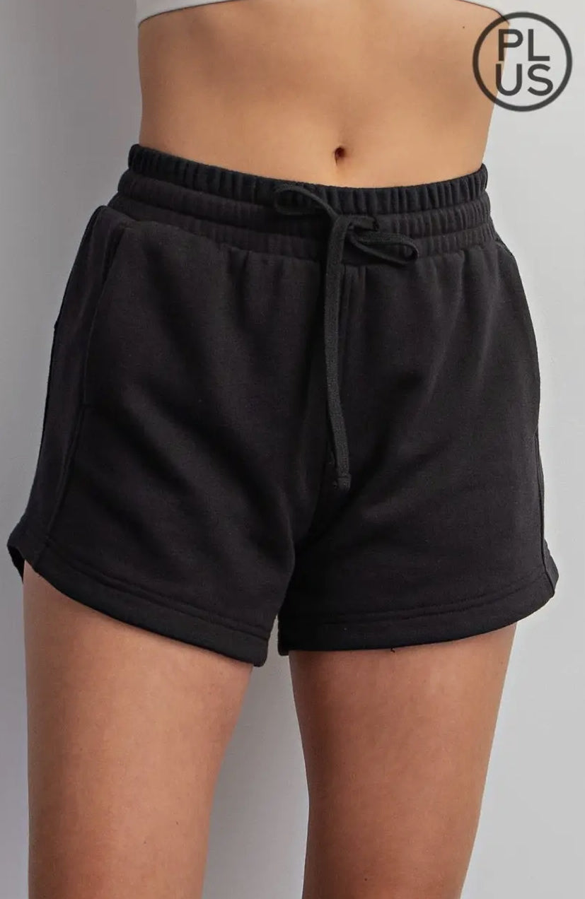 Evie Black Terry Basic Shorts