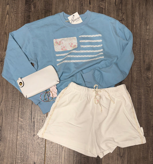 Marie White Floral Shorts