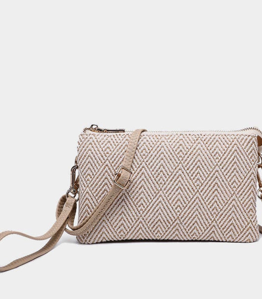 Glitter & Beige Woven Crossbody