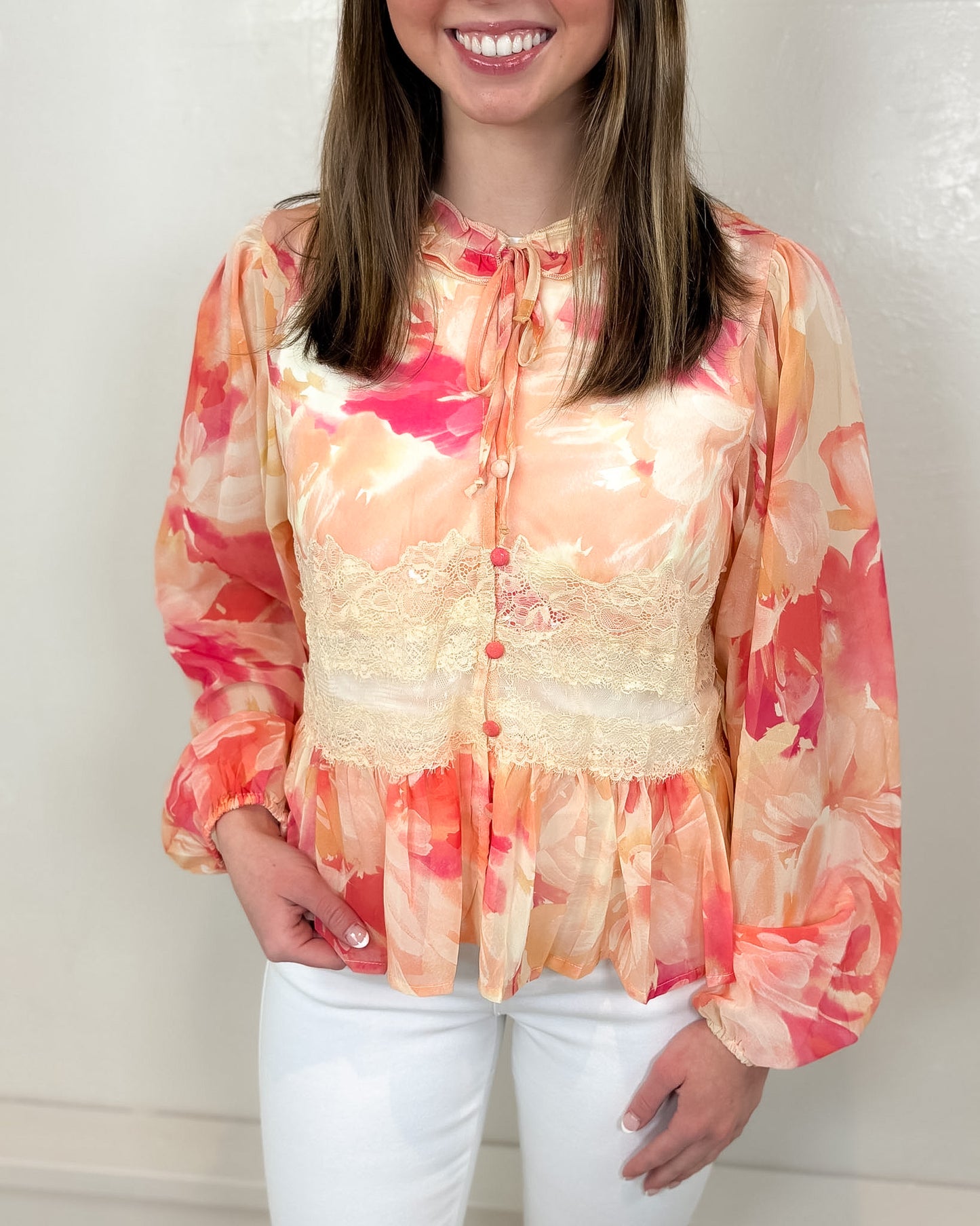 Riley Floral Print Button Down Top