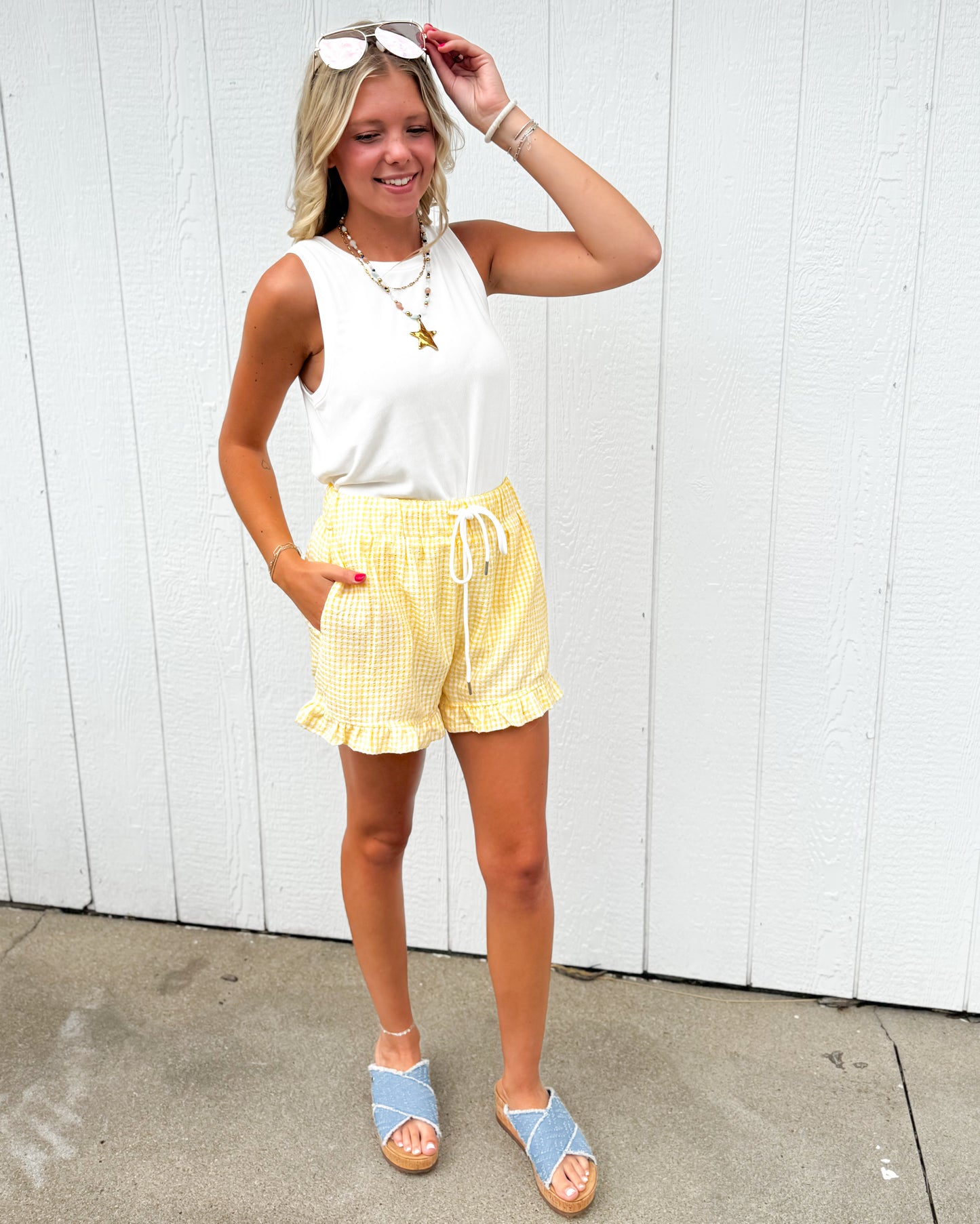 Sammi Yellow Gingham Short