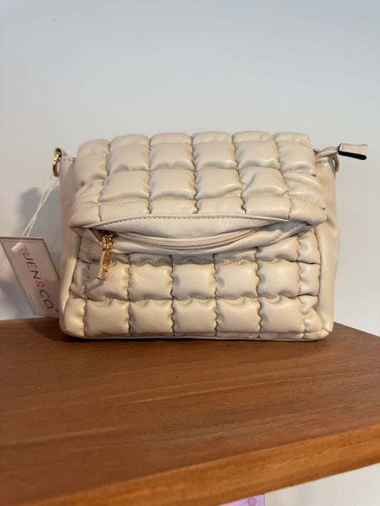 Naomi Quilted Crossbody Greige