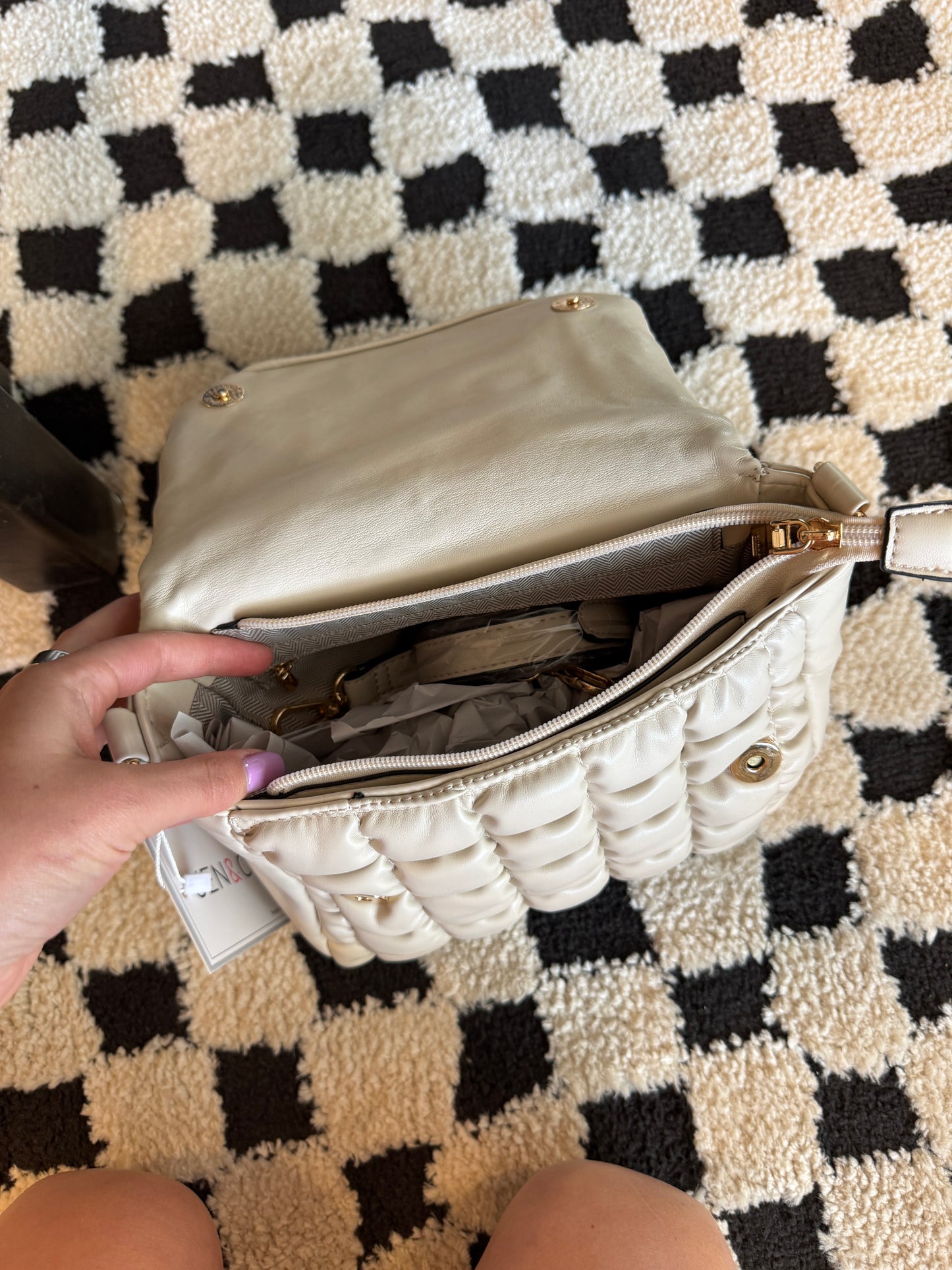Naomi Quilted Crossbody Greige