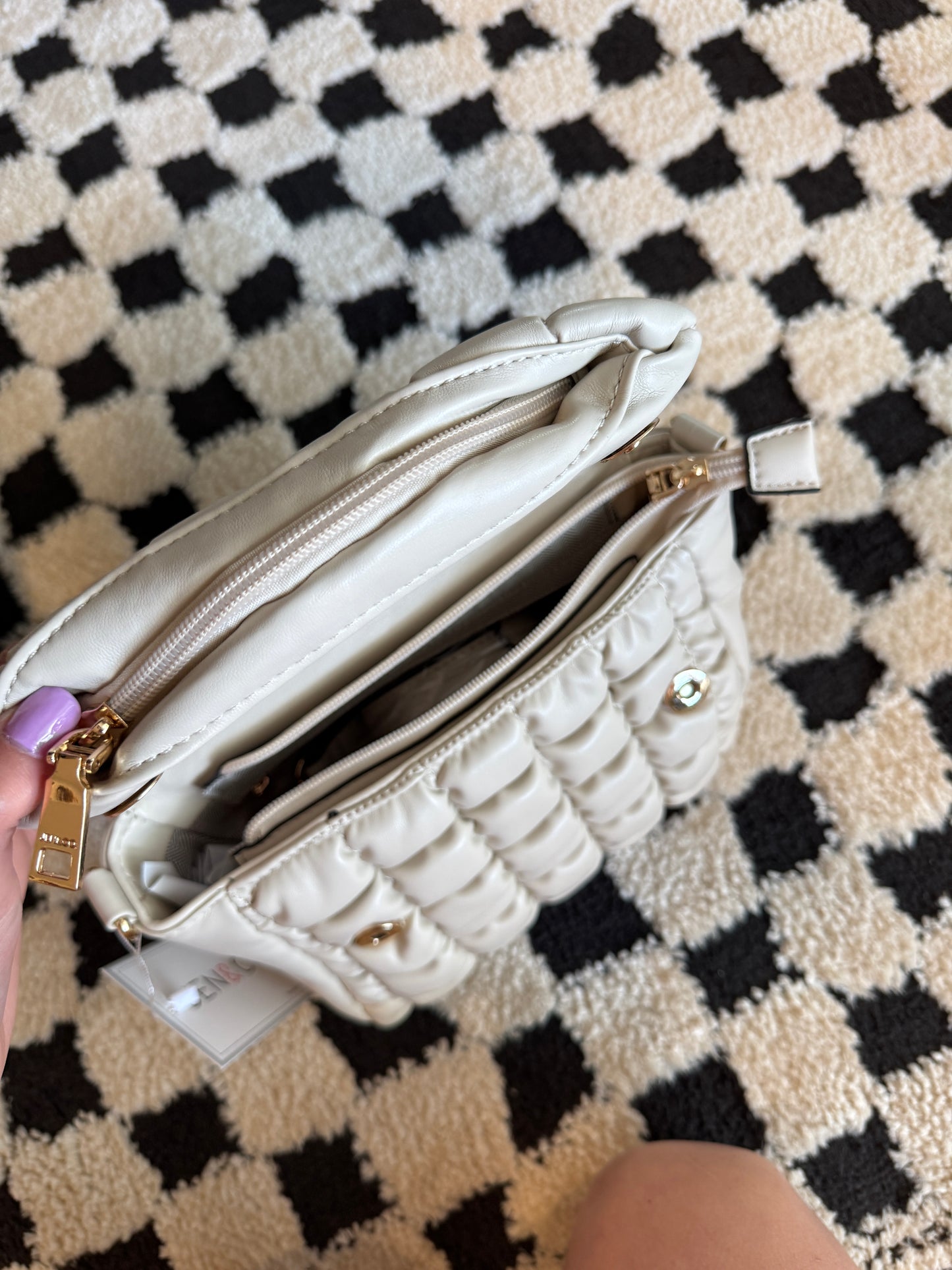 Naomi Quilted Crossbody Greige